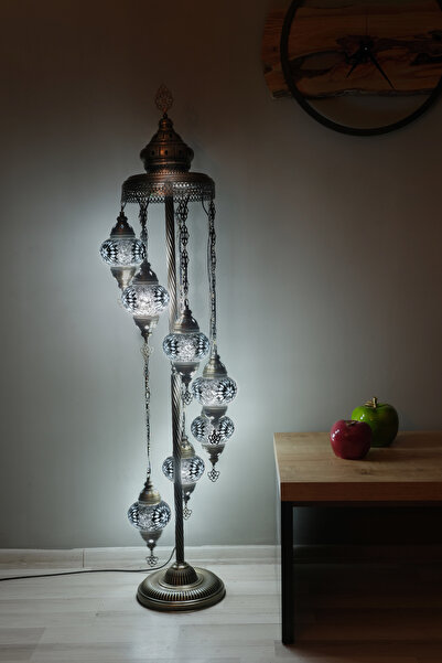 Asylove 7 Küreli Lambader, Mozaik Türk Lambası, Geleneksel Osmanlı Ev Dekorasyonu, 150 x 46 cm