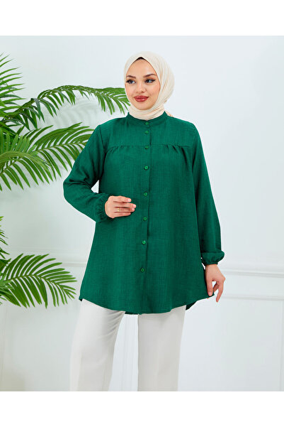 BOİLER Keten Hakim Yaka Gömlek Tunik