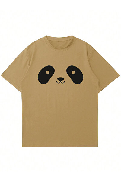 Ginevra Unisex Panda Štampano okrugla kragna Oversize kroj T-shirt