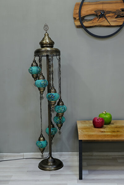 Asylove 7 Küreli Lambader, Mozaik Türk Lambası, Geleneksel Osmanlı Ev Dekorasyonu, 150 x 46 cm