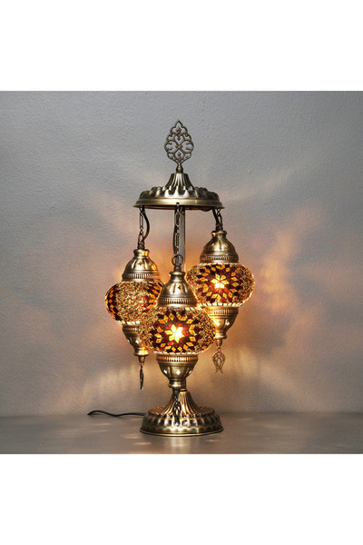 Asylove Mozaik Lamba, 3 Küreli Mozaik Türk Lambası, Otantik Dekorasyon Ev Ayd...