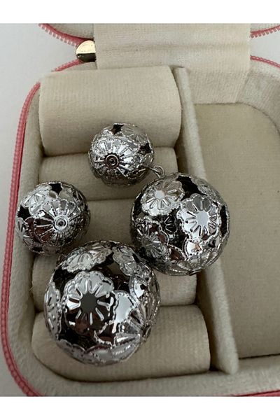 bijutericim Flower Motif Plate - Dangle Earring Ball