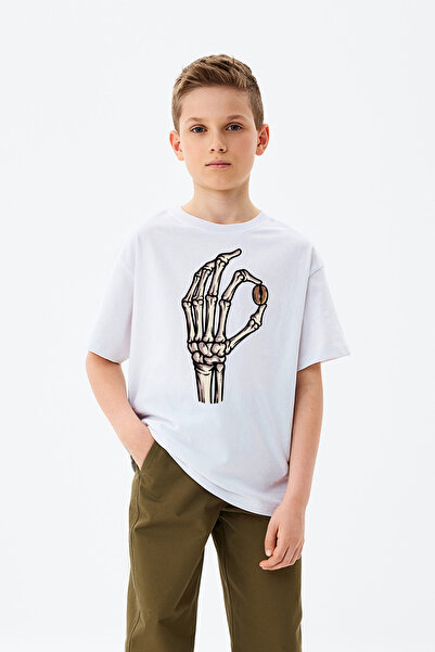 MYADA Tricou pentru băieți cu schelet imprimat manual