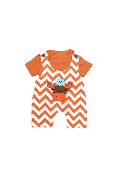 MİMBOKİDS Mimbo Kids Erkek Bebek Geyikli Tulum Tişört 2'li Takım