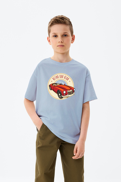 MYADA تي شيرت ريترو كار كلوب مطبوع للأولاد