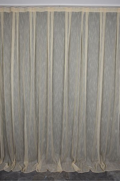 AKÇA TEKSTİL LINEN SILVERY MODEL GOLD COLOR SINGLE WING Ready planted Pleated Background Curtain 300*260 cm