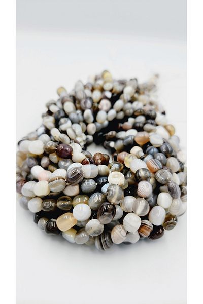 Yüksel Boncuk Large Amorphous Agate Stone Natural Stone String