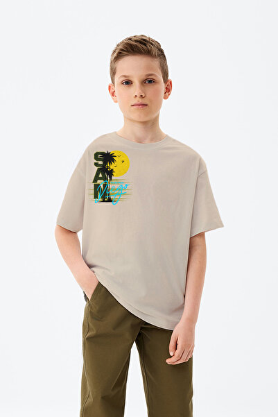 MYADA Tricou cu palmier scris de duminică pentru băieți cu imprimeu solar