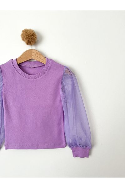 COOLMINIES Боди с тюл и ръкави с ребрена каишка за момиче