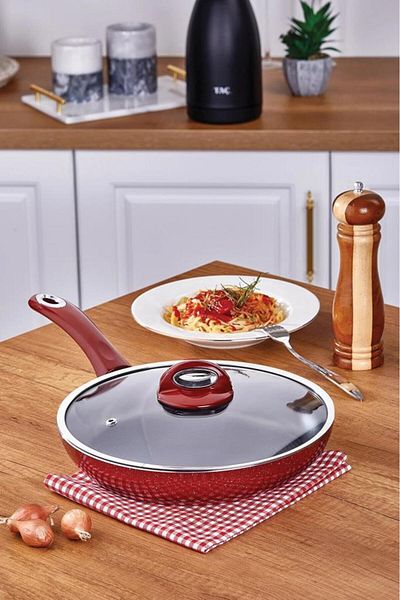 Taç Titan Granite Pan with Glass Lid 20 Cm