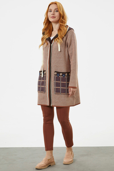 Sementa Hooded Large Pocket Knitwear Jacket - Tile