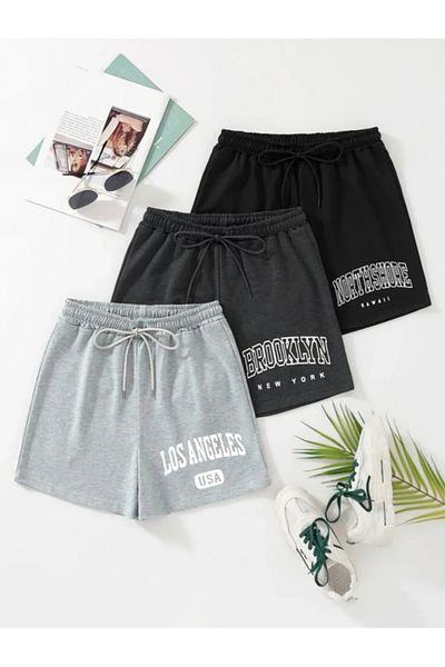 LEONE KOLEKSİYON Black-Grey-Smoked 3-Piece Shorts Comfortable Fit