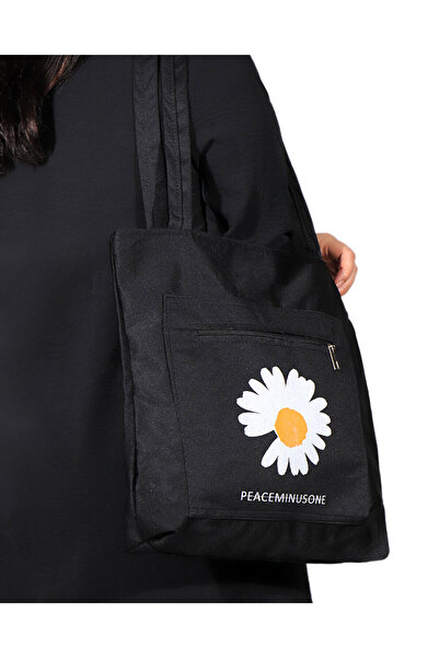 Takıtolia Geantă de umăr SunFlower cu model Daisy - Tesatura