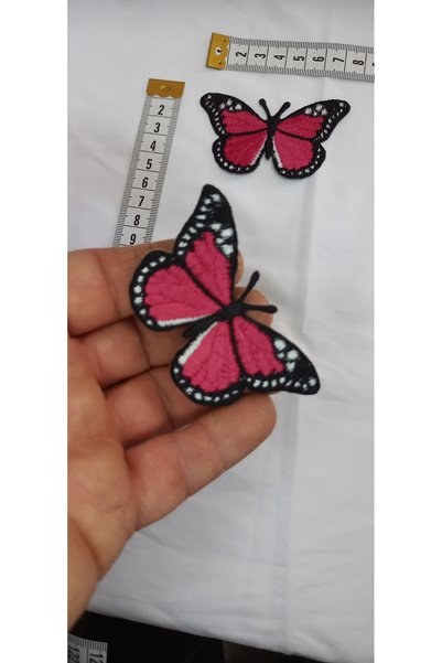 Tuhafiş 2 Pieces Iron-On Butterfly Fuchsia Pink Crest Patch Patch