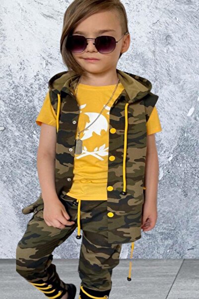 Riccotarz Σετ γιλέκο με μοτίβο παραλλαγής για αγόρι και σετ αθλητικής φόρμας με ψηφιακή στάμπα