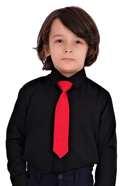 Merdia Boy's Long Sleeve BLACK Shirt Strap Bow Tie 3-Piece Set