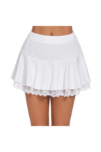 GARDIROZA Lace Bell Skirt - Lace Pleated Mini Skirt, Flared Skirt