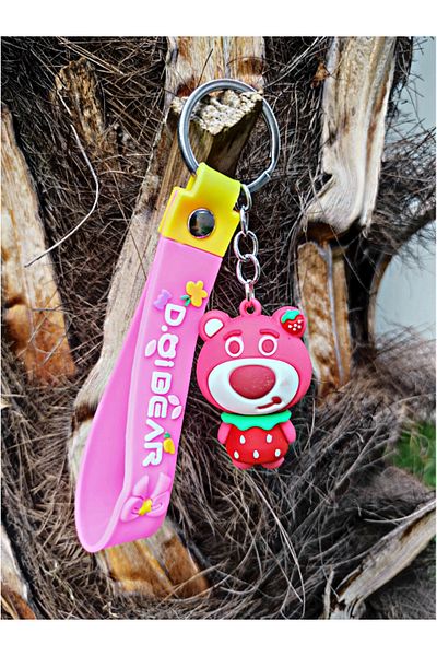 TÜKKAN ACCESSORİES Cute Teddy Bear Strawberry Clothed Keychain Bag and Wallet Ornament-Keychain52