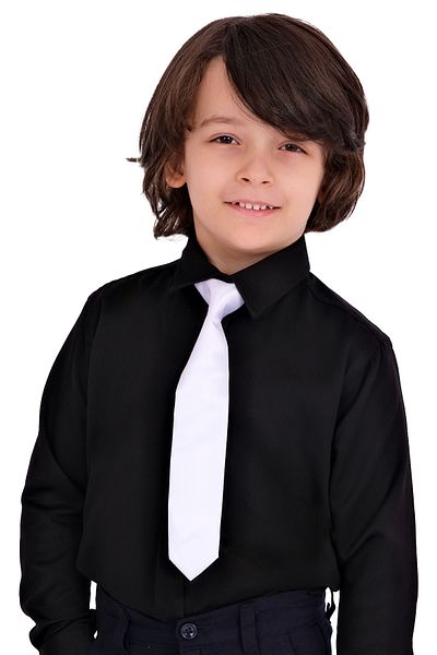 Merdia Set de 2 cravate pentru cămașă neagră simplă pentru băiat