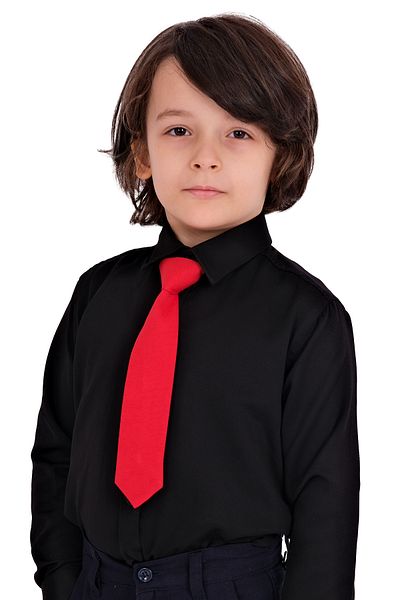 Merdia Boy's Long Sleeve BLACK Shirt Strap Bow Tie 3-Piece Set