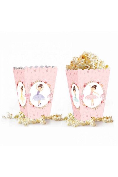 kidspartim Ballerina Themed Corn Box 8 Pieces