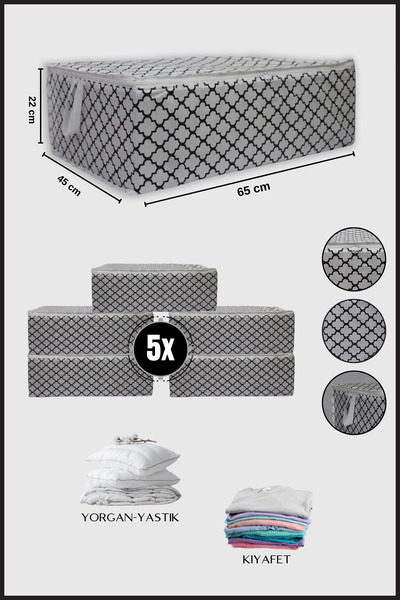 Nanteks 5 Adet Büyük Boy Bazaaltı Hurç Giysi Yastık Hurcu Düzenleyici Saklama...