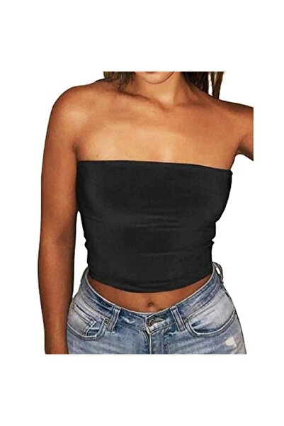 GARDIROZA Bluză Crop fără bretele pentru femei Bluză scurtă Crop fără bretele