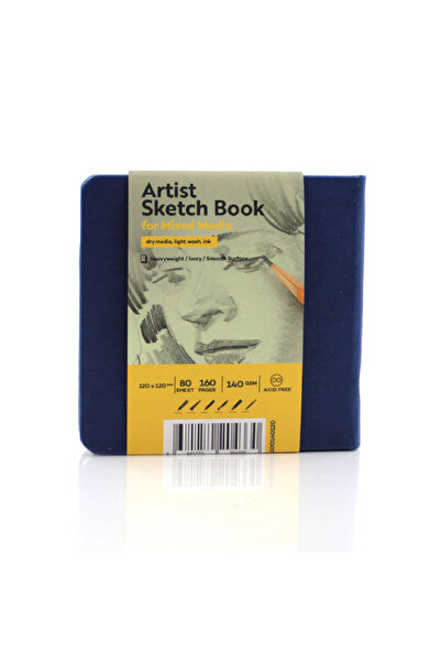 hobi market art Sketchbook Sert Kapak Eskiz Çizim Defteri 140 gr. 12x12 cm. 8...