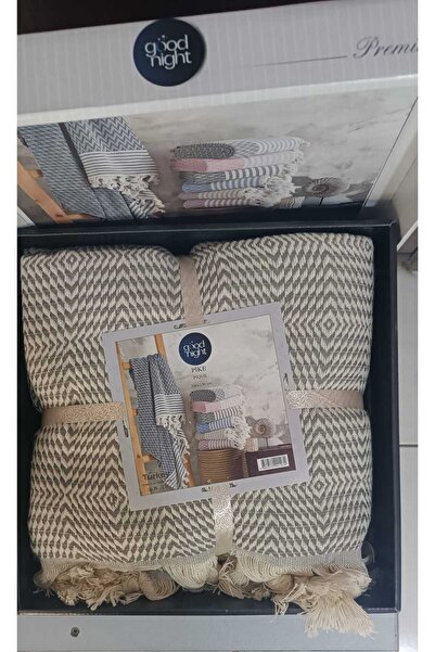 GOOD NİGHT Püsküllü Çift Kişilik Pike