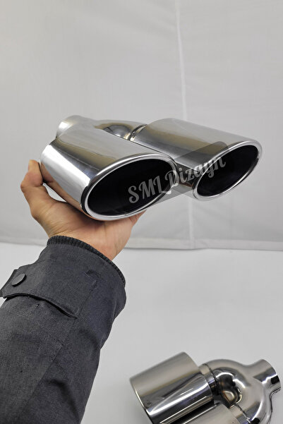 SML Dizayn 120lik Çiftli Egzoz Ucu Takımı 120mm 4 Çıkış Çiftli Oval-Yassı Egz...