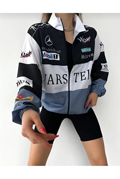 MSRT Unisex Parachute Digital Printed White Windbreaker