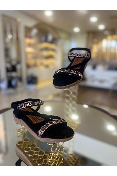 Guja İthal Kadın Masjlı Taban Siyah Sandalet