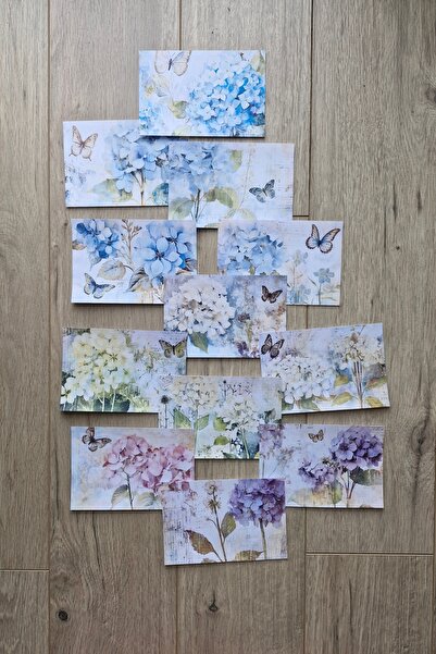 Mona Craftist 12 Adet Scrapbook Ortanca Kelebek Temalı Scrapbook Kağıt Seti B...