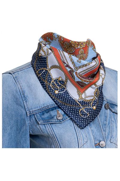 Exve Exclusive Şal eşarfă pentru femei cu tăietură specială cu model albastru Sailor