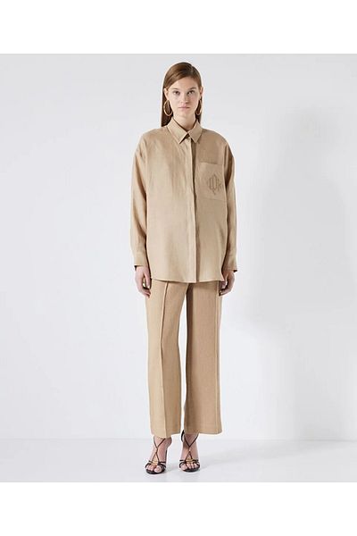 İpekyol Monogram embroidery linen shirt 25196-24