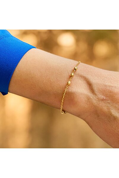 xesha Altın Kaplama Bileklik Kelepçe Gold Renk Kadın Zincir Bilezik Künye