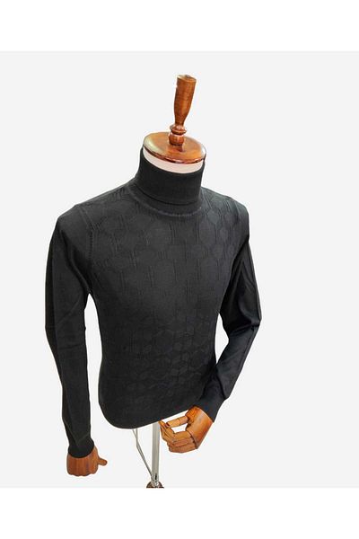 Diandor Full Fisherman Geometric Patterned Sweater