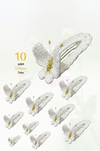 Akface Amigurumi tricotat manual, set de 10 alb, închidere cu clapetă fluture