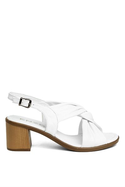 ENZO 22-13 Women's Genuine Leather Heeled Sandals White