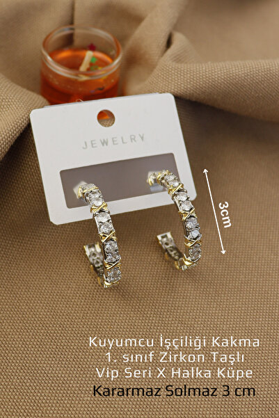 Keyifli Hayaller Vip Seri Küpe - Kuyumcu İşçiliği 1. sınıf Zirkon Taşlı X Kar...