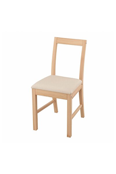 IKEA ahşap sandalye, döşemeli açık kahverengi, açık kahverengi, kırmızı