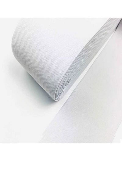mrtbilisim 25 Meters White Super Woven Latex Waist Elastic - 4 Cm Wide Leg