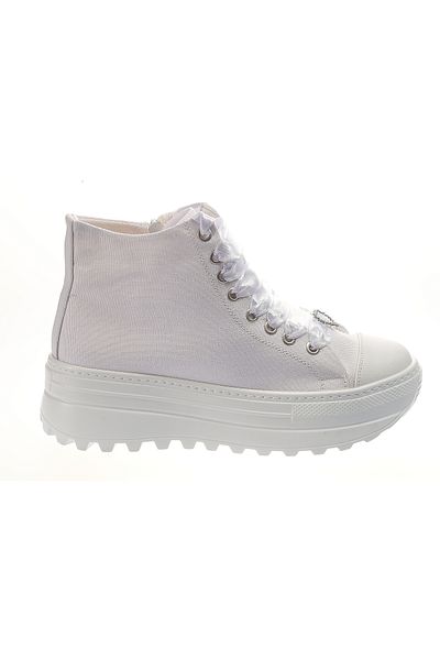 Ayakkabı Tutkusu Stilo ® Pantofi de damă din in alb, ușor de purtat, cu fermoar intern
