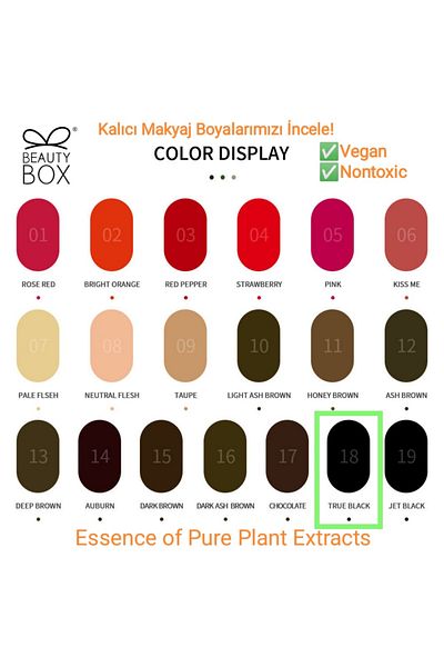 Beauty Box True Black Vegan Permanent Makeup Paint PMU Pigment Nontoxic Essence of Pure Plant Extracts 12ml
