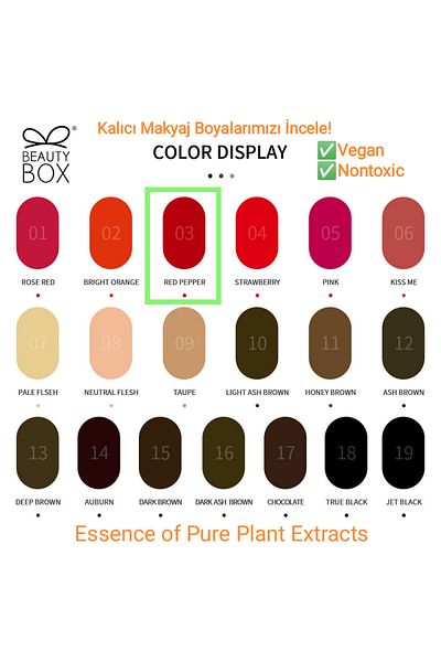 Beauty Box Red Pepper Vegan Permanent Makeup Paint PMU Pigment Nontoxic Essence of Pure Plant Extracts 12 ml