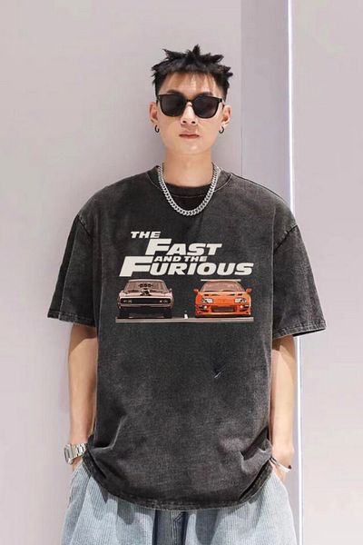 Touz Moda The Fast and The Furious Printed Unisex Oversize Vintage T-shirt