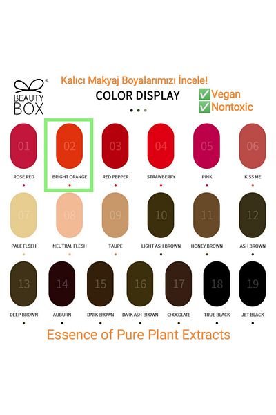 Beauty Box Bright Orange Vegan Permanent Makeup Paint PMU Pigment Nontoxic Essence of Pure Plant Extracts 12ml
