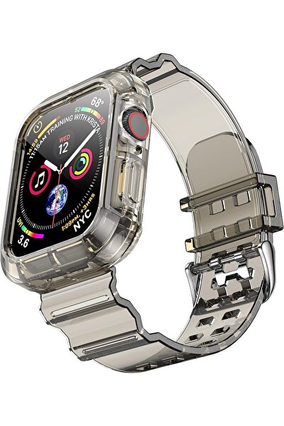 Nezih Case Apple Watch Seri 7/8/9/se/se2 41mm Uyumlu Retro Transparan Kayış/k...