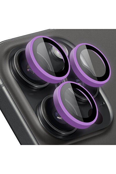 Buff Labs Buff iPhone 15 Pro Max / 15 Pro Neon Metal Lens Koruyucu Purple