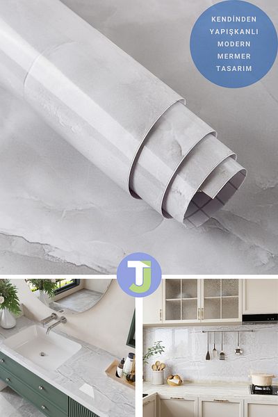 Technojet Self-adhesive Marble Pattern Foil Kitchen Bathroom Countertop Wall Table Covering 60cmX500cm